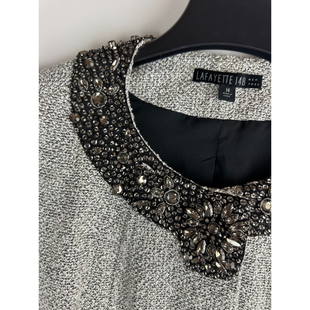 Lafayette 148 Set Embellished Boucle Snap Jacket & Skirt Tweed Sizes 12 & 14 - Picture 5 of 16